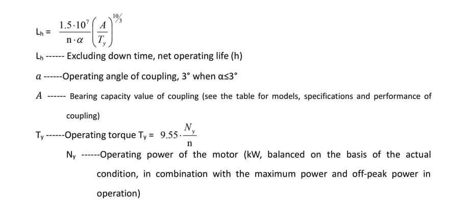 Coupling bearing life calculation